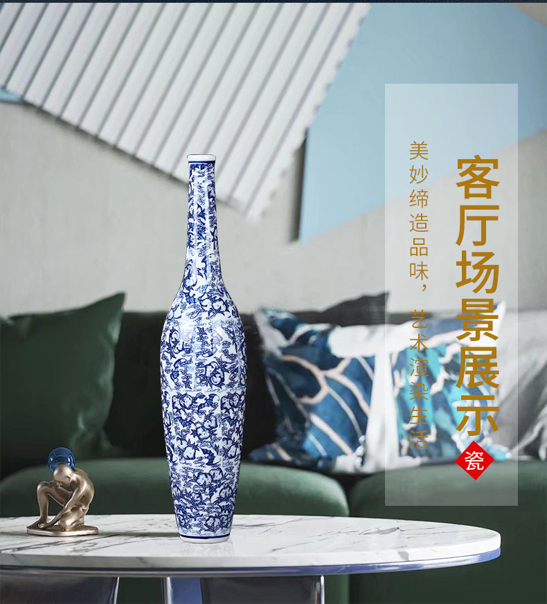 Chinese blue and white porcelain of jingdezhen ceramics vase gall bladder sitting room household decoration decoration furnishing articles bottle arranging flowers