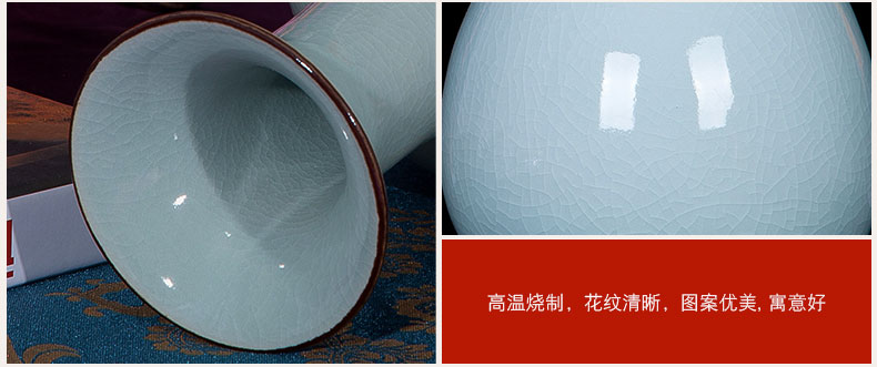 Jingdezhen ceramics antique vase shadow blue glaze up crack sitting room home decoration handicraft decoration furnishing articles