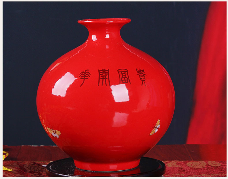 In landscape water garden of jingdezhen ceramics China red peony pomegranate vase household adornment new home furnishing articles