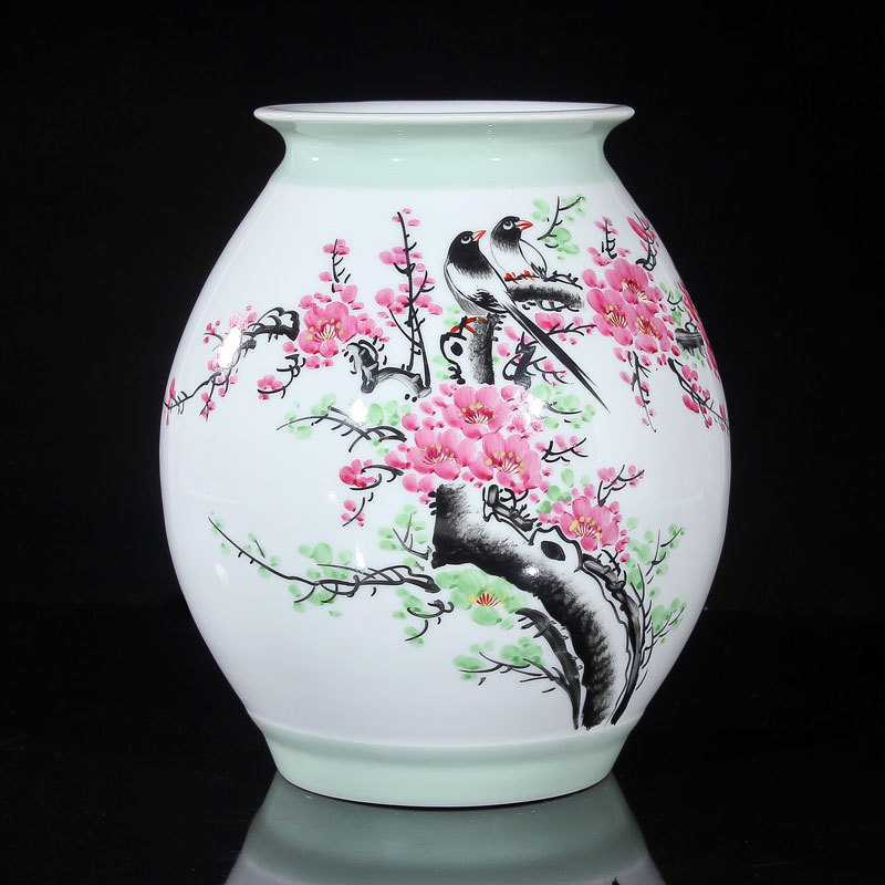 Jingdezhen ceramics vase celebrity virtuosi water points peach blossom put hand - made beaming vase collection certificate