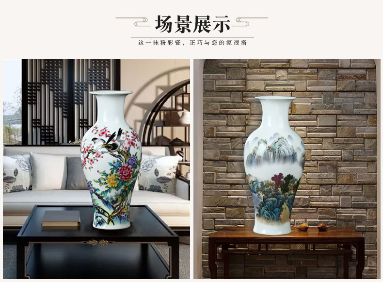 Blue and white porcelain of jingdezhen ceramics flower arranging antique vase lucky bamboo living room TV cabinet craft ornaments furnishing articles