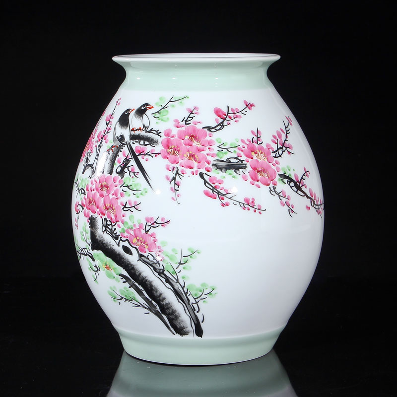 Jingdezhen ceramics vase celebrity virtuosi water points peach blossom put hand - made beaming vase collection certificate