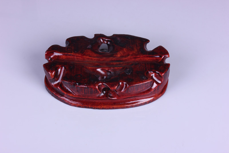 Solid wood ShouGong jade carved on the base of irregular ellipse flat look strange stone base seat tea vase base