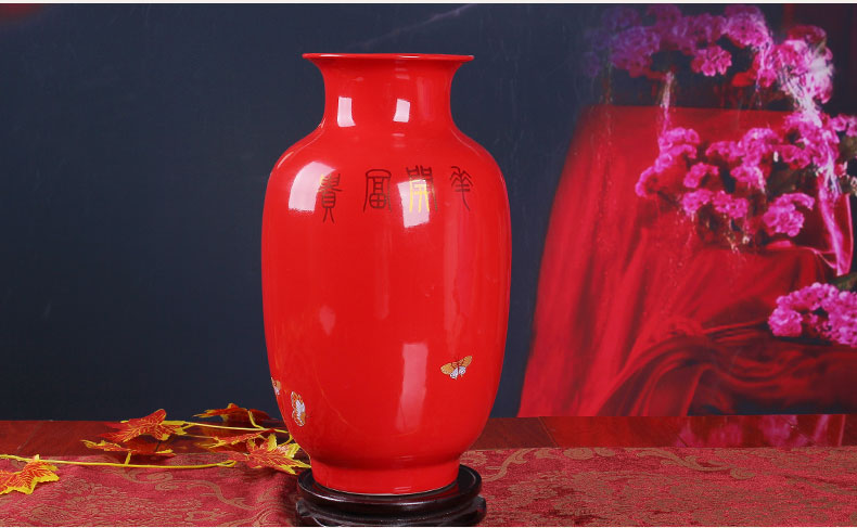 Jingdezhen ceramics China red peony idea gourd vases new home decoration decorated furnishing articles furnishing articles