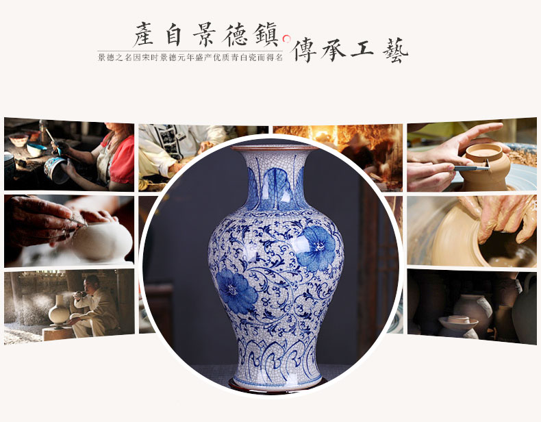 Jingdezhen ceramics guanyao classical arts and crafts of blue and white porcelain vase hand - made under glaze color antique home furnishing articles