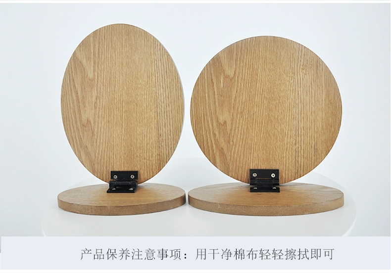 Máy tính để bàn gấp gương bằng gỗ HD lớn tròn một mặt gương trang điểm mặt bàn máy tính để bàn làm đẹp gương trang điểm - Gương gương treo