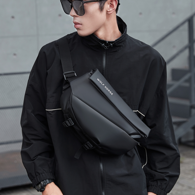 Single Shoulder Inclined Satchel Bag Men's Large Capacity Tide Chest Difference Commute Bag Magnetic buckle Backpack Men's sports riding straddle-Taobao
