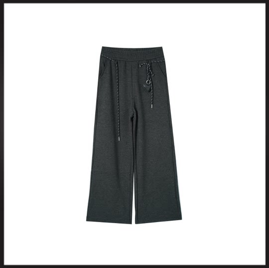 Love pendant, contrasting color drawstring, elastic waist, slimming winter fleece pants 621