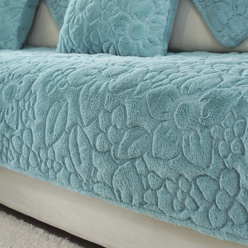 Custom-made sofa cushion simple modern winter thickened plush non-slip fabric full cover living room sofa cushion cover towel