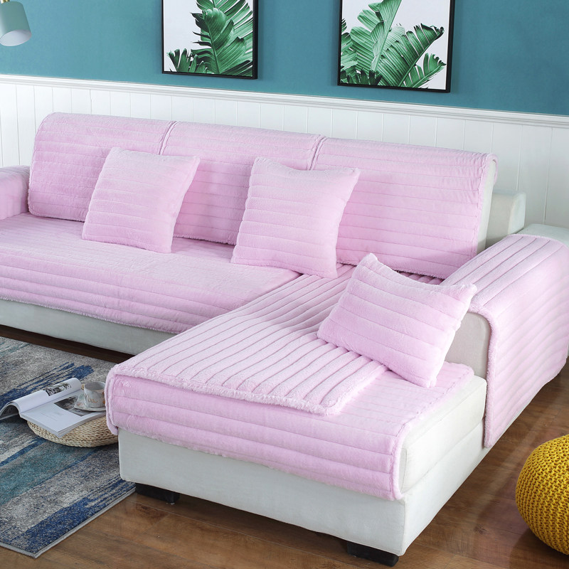 Customized sofa mat winter plush modern minimal thickness anti-slip sofa towel cover full cover living room