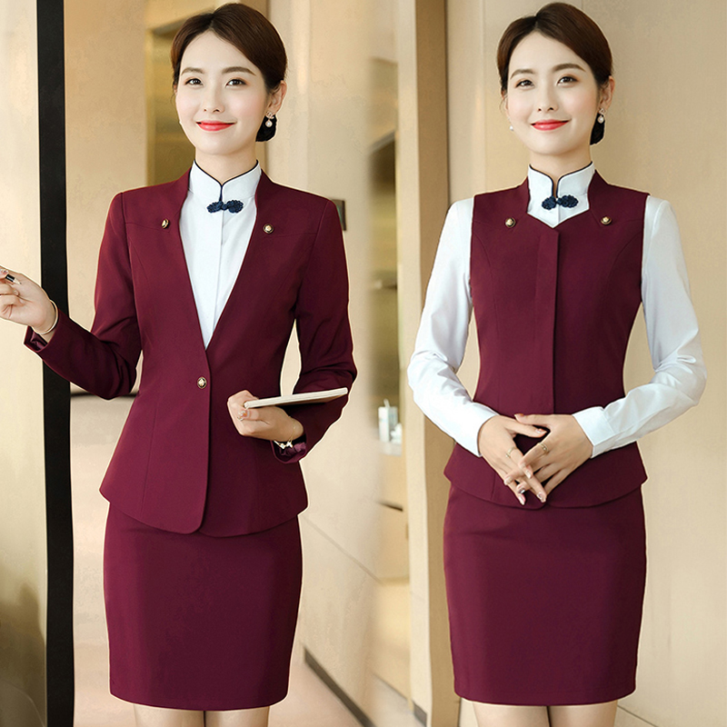 Staff Clothing High-end Hotel Career Career Cardvest Set Woman Beauty Costume