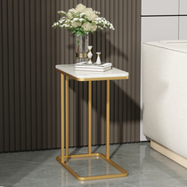 Net Red c-shaped sofa side few design sense U-shaped light luxury living room side table small corner marble small coffee table Square