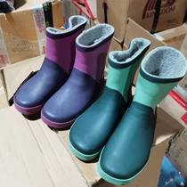 Soft rubber for men and girls in the middle of the rain boots in winter plume warm large and medium children