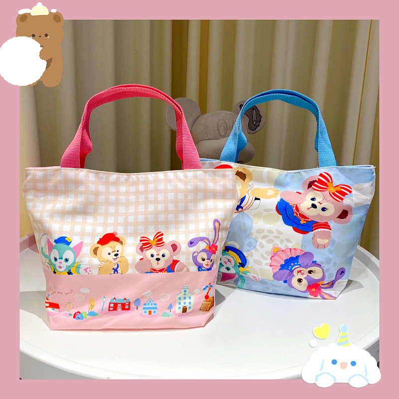 ins little bear carrying bag cartoon cute canvas hand holding to work and school with dinner lunchbox bag