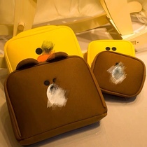 Korea ins cartoon cosmetic bag Large capacity Sally chicken Travel portable storage bag portable wash bag Girl bag