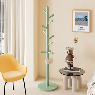 Solid Wood Coat Rack Dopamine-Style Clothes Rack Bedroom Floor-Standing Home Use Cream-Style Clothes and Bag Rack