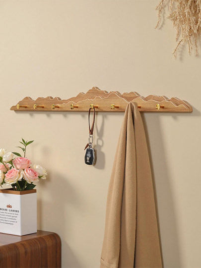 Solid Wood Clothes Hook, No-Drill Installation, for Entryway, Fitting Room, Wardrobe, Hallway, Coat Rack, Wall-Mounted Behind Door