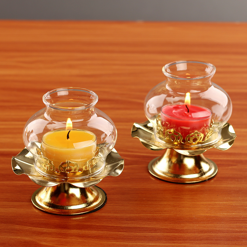 Windproof candlestick candlestick home for Buddha butter lamp lamp holder butter lamp windproof cover lotus holder for Buddha lamp holder