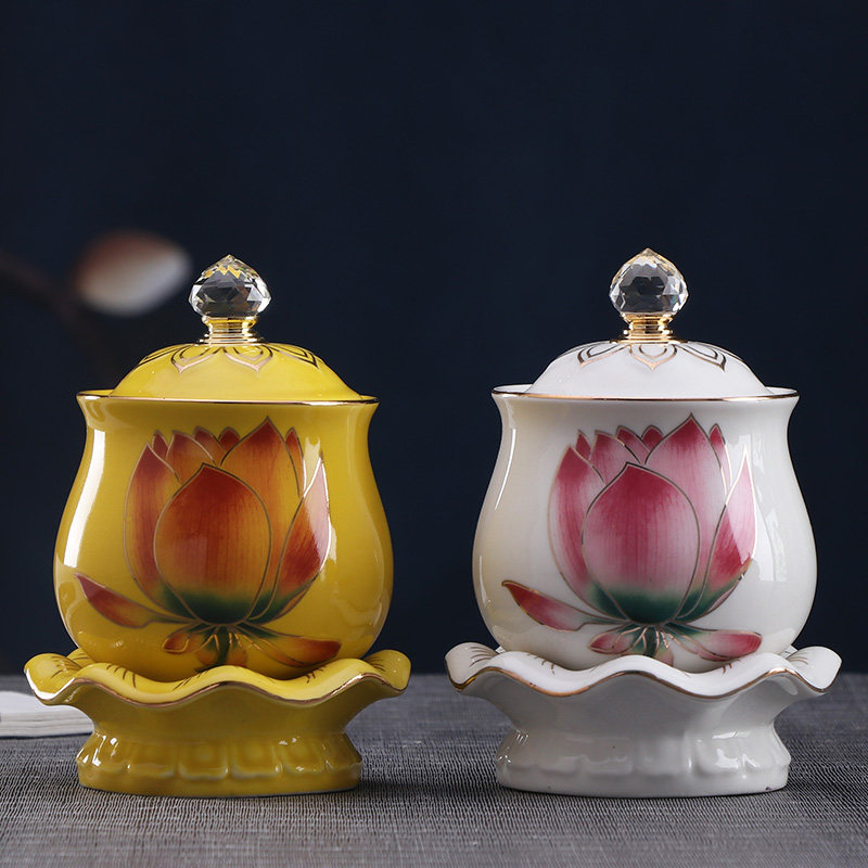 Ximanti ceramic water supply Cup for Buddha Cup Guanyin holy water cup, front water supply Cup, Lotus water purification Cup for Buddha water Cup