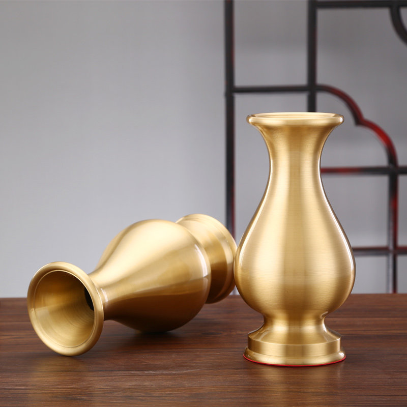 Xi Manti For Buddhist Supplies Big Light Body vase Home flower vase Vase Pendulum pure copper vase