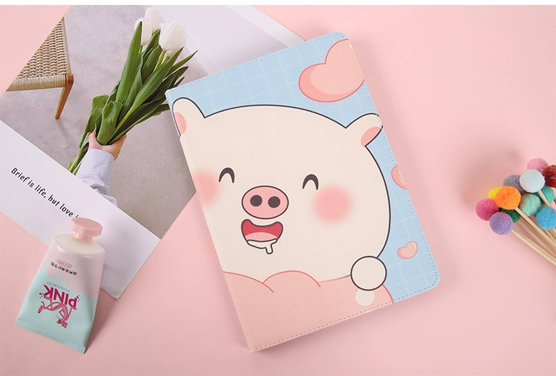 2019 mới ipad bảo vệ không khí bao gồm lưới màu đỏ dễ thương lợn hoạt hình 10,5 inch bao gồm tất cả bao da silicon mỏng apple ipad Pro10.5 máy tính bảng chống rơi sáng tạo - Phụ kiện máy tính bảng