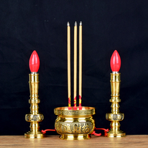 Fate Buddha household for Buddha for Guanyin God of wealth Copper incense burner Pure Copper led plug-in incense burner Buddhist supplies