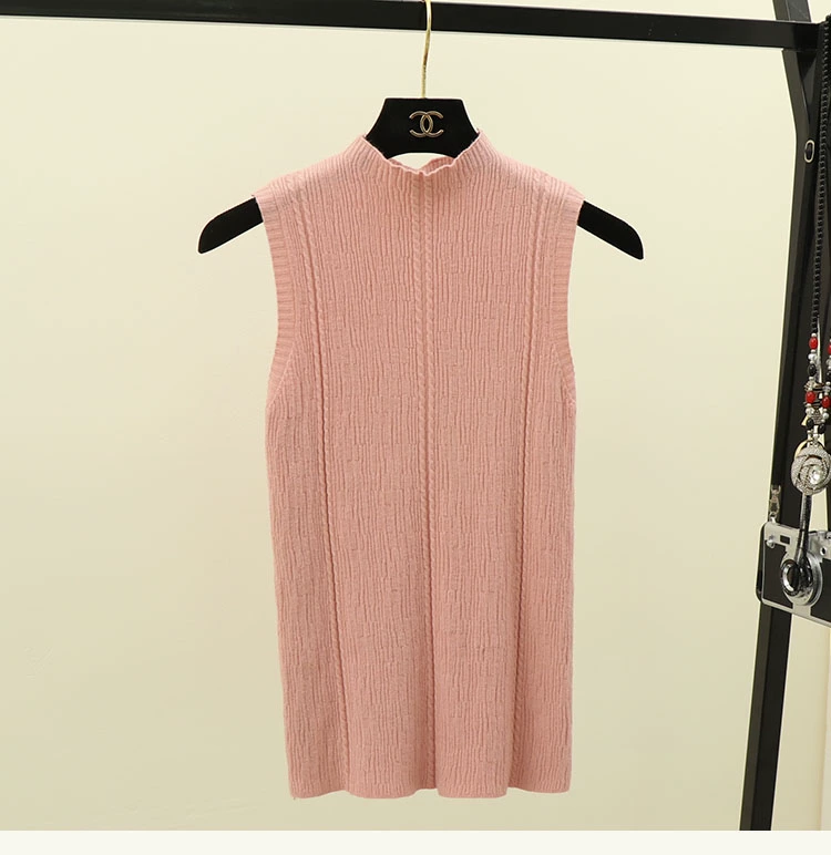 2018 mùa thu mới nửa cổ cao đan áo thun co giãn cao Slim mỏng không tay sling đáy áo sơ mi nữ thời trang công sở nữ cao cấp