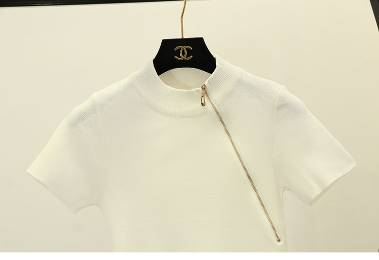 2018 mới Hồng Kông hương vị retro ngắn mỏng phần tay ngắn sọc bó sát áo len k-shirt áo thun nữ mùa hè áo khoác len cardigan nữ