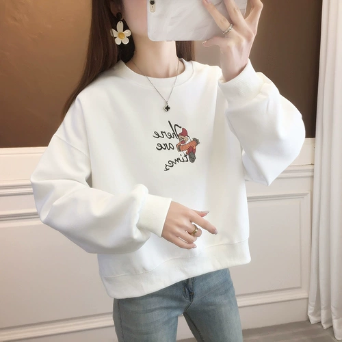 Толстовка, модное нижнее белье, круглый воротник, с вышивкой, 2024 года, подходит для подростков, городской стиль, в западном стиле