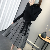 Over Knee Sweater Dress 2022 Autumn Winter New Knitted Dress Mid Dress With Long Cashew cashew womens dress Bottom Skirt Tide