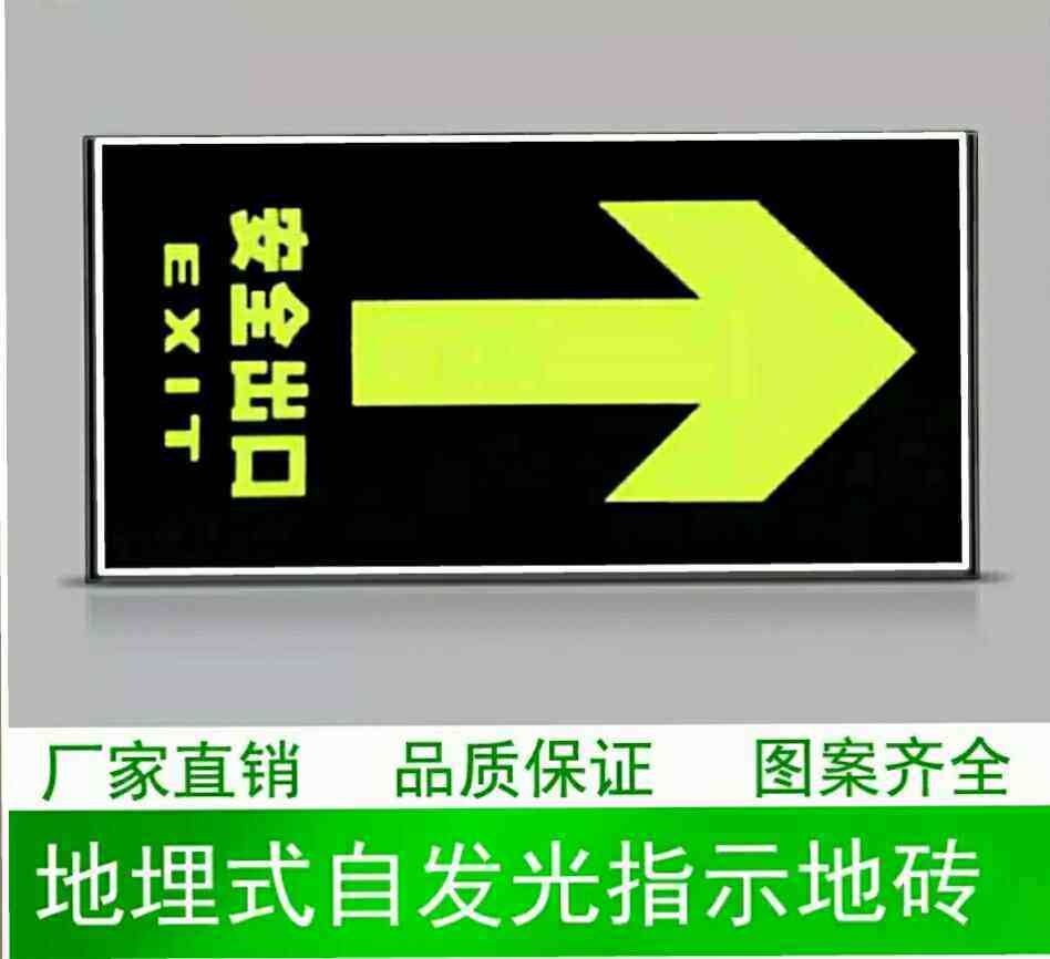 Embedded emergency fire and floor tiles tempered glass Safe exit signs Luminous Evacuation Self-Luminous Sign Lamp
