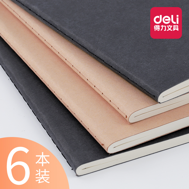 6 Ben Able Kraft Paper Stitches Ben Notebooks Raw Stationery Paper Thickened Retro Brief A5 Notepad Business Ancient Wind Car Line Ben Soft Transcript College Student Small Freshener Wholesale B5-Taobao