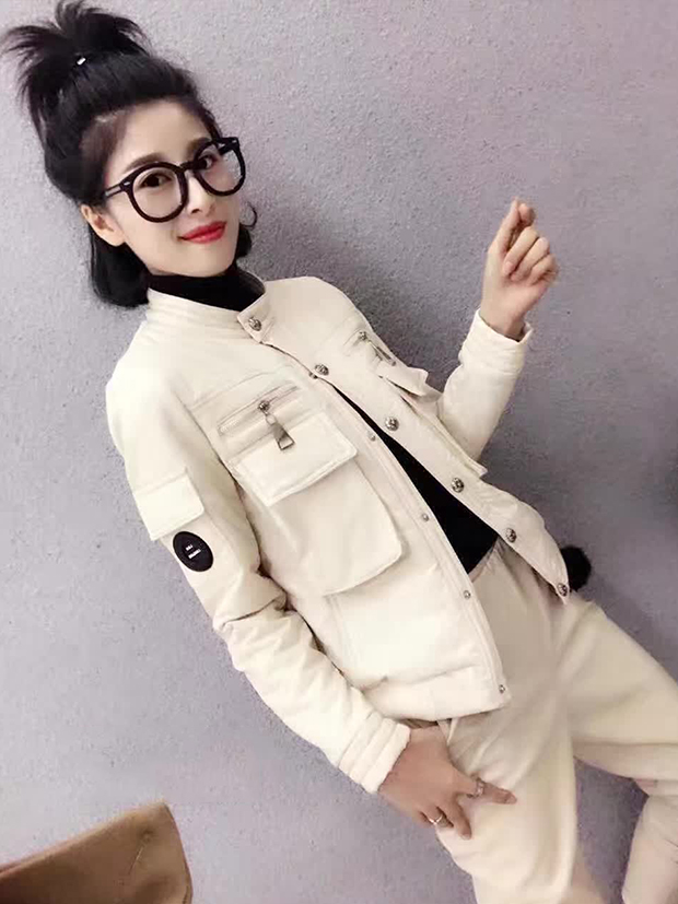 Mùa thu đông 2018 phiên bản Hàn Quốc của áo khoác nữ mới bằng da mỏng Áo khoác da PU mỏng cotton áo khoác da bóng chày cotton áo da báo