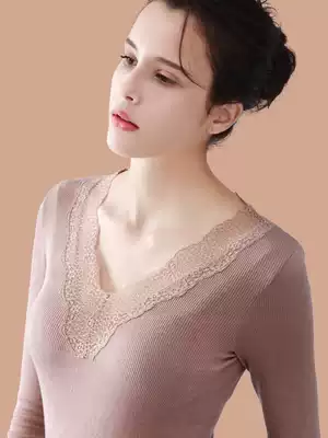 Fever underwear women's body top hot clothes Ladies v collar lace lace thin bottom autumn clothes Winter