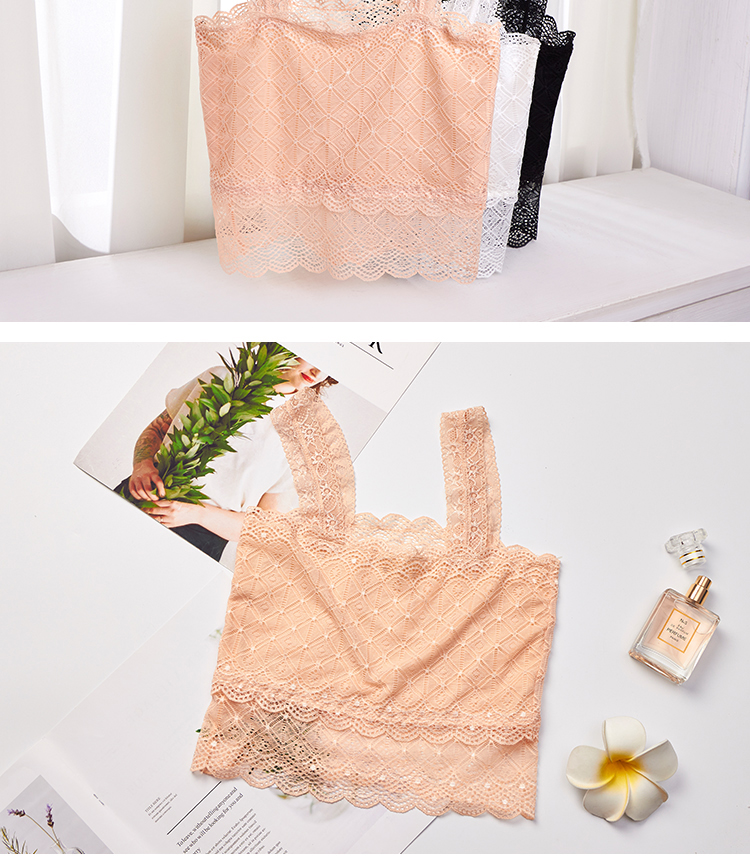 Mùa hè ren trắng chạm đáy chống ánh sáng quấn ngực ống với một chiếc áo vest ngắn đoạn cô gái vai ngang vai áo bra ống không dây