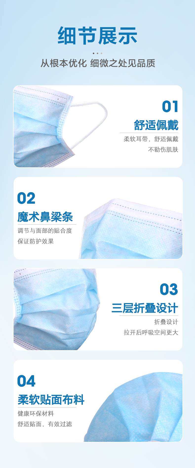 玉沙 海瑞恩 A级防护 三层含熔喷层口罩 50只 图5