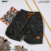 Area 51 Summer American Tide Mens Fun Print Loose Shorts Casual Sports Five-Point Pants Drawstring Beach Pants