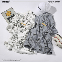 Monster Little Treasure Summer tide men full-printed short-sleeved T-shirt casual loose hip-hop Tide brand couple culture shirt