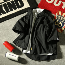 Imperial Wind Summer American fashion Mens oversize tooling shirt Japanese casual loose short-sleeved top