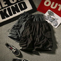 Night summer new trendsetter five-point pants reflective collage drawstring pocket casual loose sports shorts