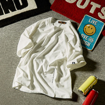 Plain summer American fashion Mens solid color short sleeve T-shirt daily washed casual loose half sleeve top