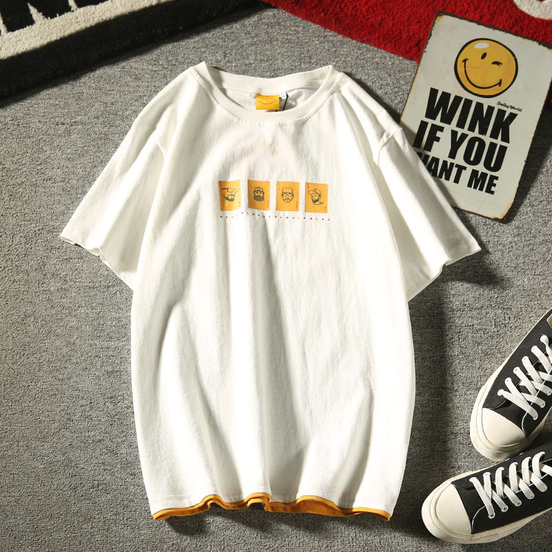 Dangerous Characters Summer American Retro Tide Man Printed Short Sleeve T-shirt Day Department Casual Teen Round Collar Inner Lap