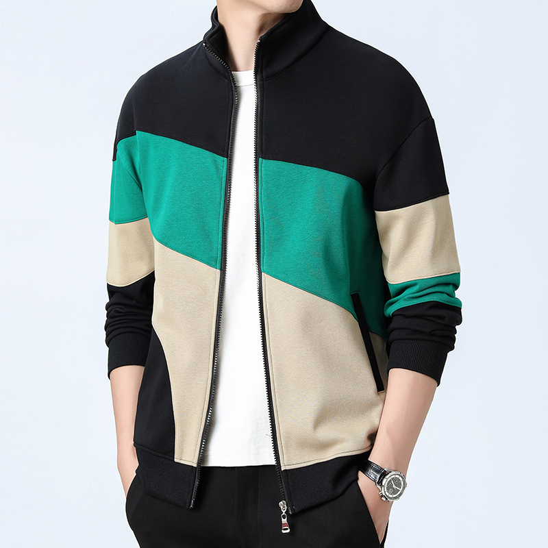 Men's Casual Jacket 2026 New Spring and Autumn Loose Fashion Jacket Color-Blocking Trendy Slim Fit Top