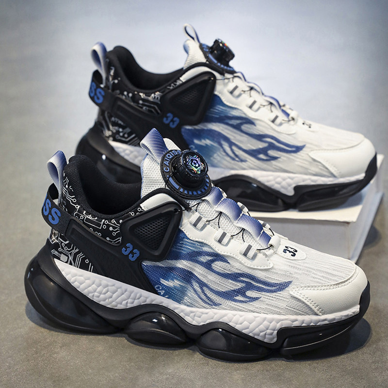 Rotating Buckle Men's Shoes Autumn and Winter 2025 New Trendy Brand Versatile Youth Mesh Sports Casual Height-Increasing Dad Shoes