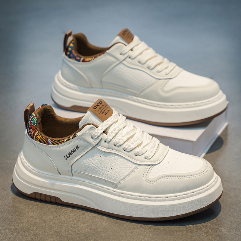 Men's Shoes Winter 2025 New Trendy Brand High-End Feel Youth Soft-Soled Casual Versatile Sports Height-Increasing White Sneakers