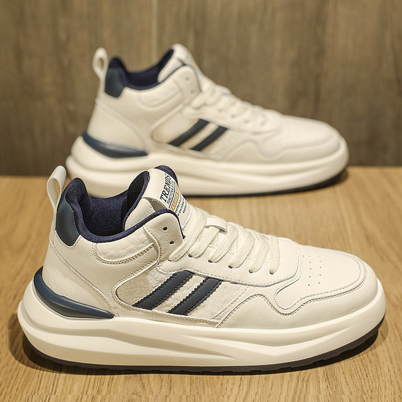 High-Top Men's Shoes for Autumn and Winter 2025, New Style with a High-End Feel, Versatile for Sports and Leisure, Thick-Soled Height-Increasing White Sneakers, Trendy Shoes