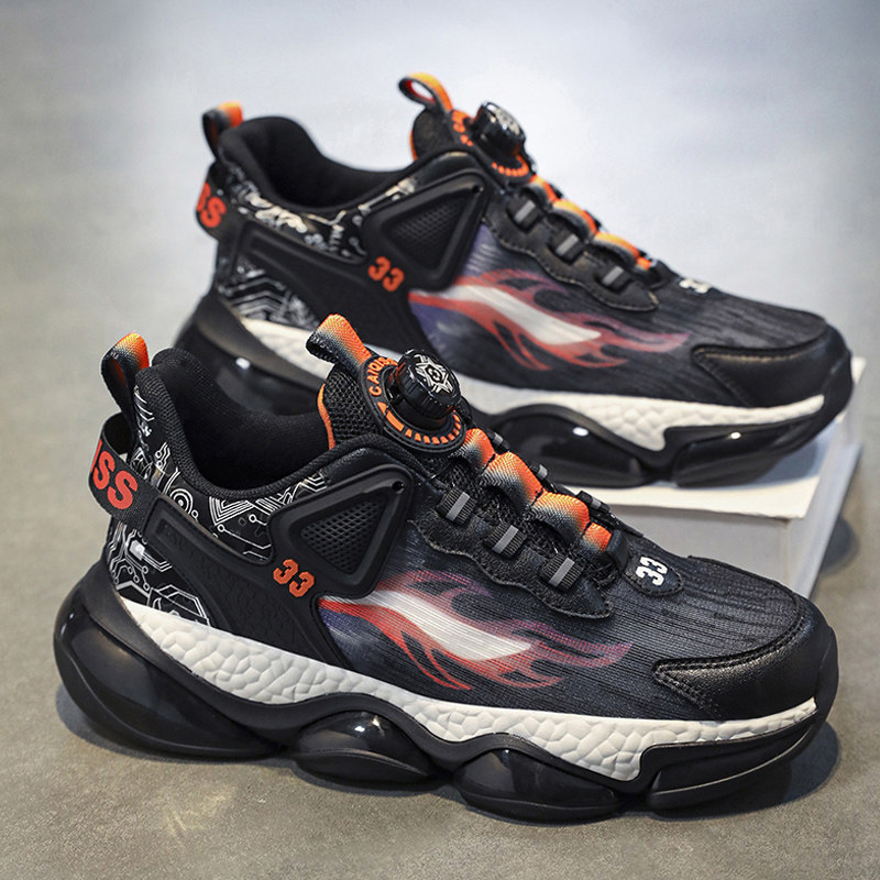 Rotating Buckle Men's Shoes Autumn and Winter 2025 New Trendy Brand Versatile Youth Mesh Sports Casual Height-Increasing Dad Shoes