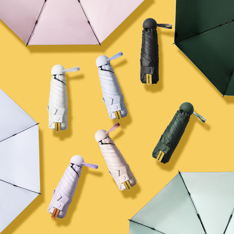Five-fold shading umbrella shading sun protection against UV-folding laminated black rubber ultra light umbrella female small portable sunny and rainy