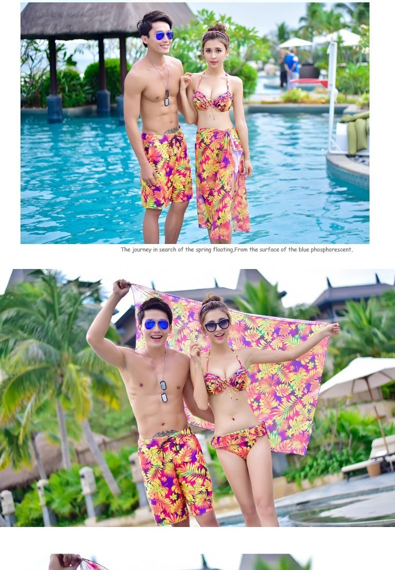 Cặp đôi đồ bơi phù hợp với bikini nữ quần đi biển gợi cảm 	đồ đôi maxi đi biển