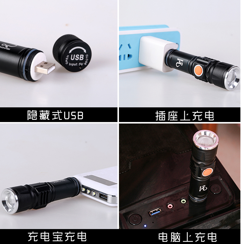 T6 công suất cao đèn pin xe đạp ánh sáng đèn pha xe đạp leo núi đêm cưỡi đèn chói đèn pin không thấm nước chiếu sáng ngoài trời đèn led pin sạc